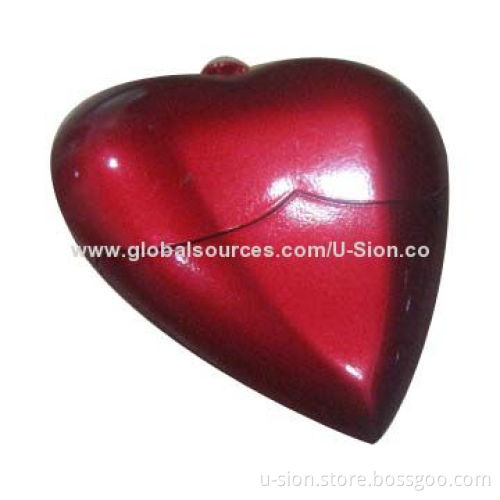 Customized red heart-shaped plastic USB2.0 flash memory sticks with free logo